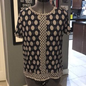 Navy and white short sleeve top